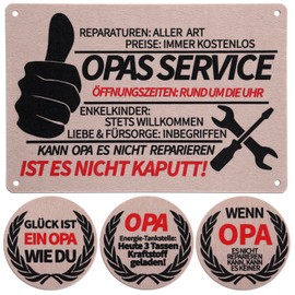 XIAONIU Grandpa Gift Birthday, Grandpa Service Sign (30 x 20 cm) and Coaster (10 x 10 cm) Made of Felt, Funny Gifts for Grandpa for Birthday and Christmas, Father's Day Gifts for Grandpa