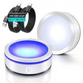 Silver Round LED Light Base Multicolor Display Stand (Two packs)