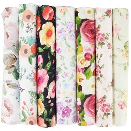 PTNKUIIY Pack of 7 Cotton Fabric Patchwork Fabrics Package 50 x 50 cm Cotton Cloth DIY Handmade Sewing Quilting Fabric Scraps Colourful Cotton Fabric Set for Sewing Scrapbooking Quilting Craft - Rose