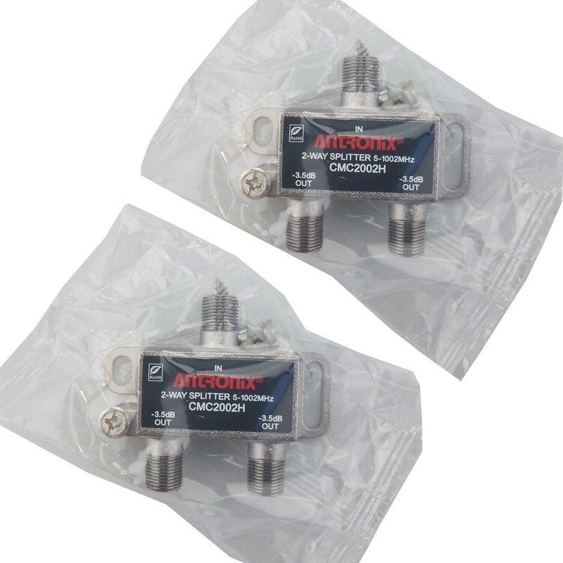 2 Pack Antronix CMC2002H High Performance 2-Way Coax Cable Splitter