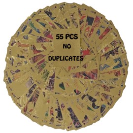 55 PCS Gold Cards Packs Vmax V EX GX Rare Golden Cards TCG Deck Box Gold Foil Card for Fans/Adolescent/Collectors Gifts