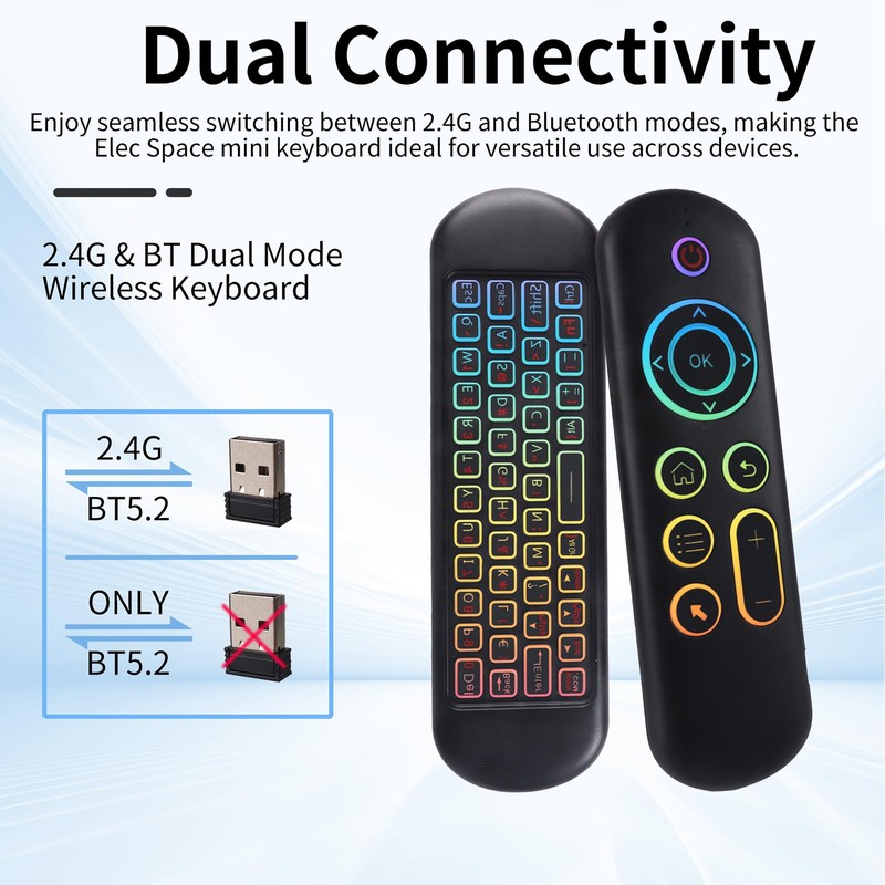 Mini Bluetooth Keyboard Mouse Air Mouse - 2.4G + Bluetooth