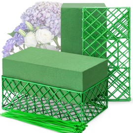 Large Size Floral Foam Blocks for Fresh and Artificial Flowers, Wet Florist Foam Cage for Wedding Holiday Decorations (2 Foam with cage)