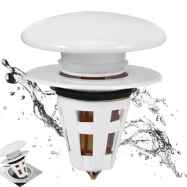 PZJFH Sink Drain Plug, Ceramic Drain Plug, Universal Sink Plug, Pop Up, Plug Sink for Countertop Sink, Bath Plug with Anti Clogging Strainer (Diameter 34-40 mm)