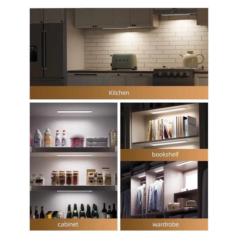AMETHEUS 74LED Rechargeable Under Cabinet Lighting Wireless,6Pack Motion Sensor Light