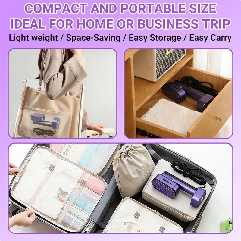 Garment Steamer for Clothes, 1300W Portable Travel Steamer Iron 2-in-1