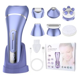 Qreeyx Depiladora para mujer, depilación 7 en 1 para mujeres, afeitadora corporal, recortadora de bikini, afeitadora facial, cepillo facial, masaje fa