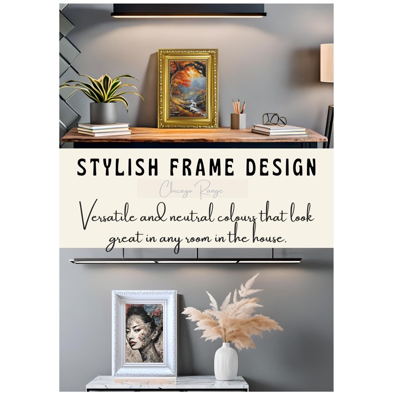 Aryllis Vintage 7x5 Photo Frame, Ornate Gold, Free-standing & Wall