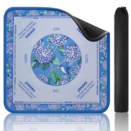 TIASUSAN Blue Mahjong Learning Mat (33” x 33”) with Black Carrying Bag, Anti-Slip, Noise-Reducing Mahjong Mat for Table, Board Games, Tile Games and Cards