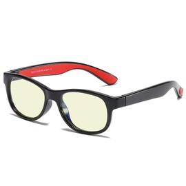 DUCO Blue Light Glasses for Kids Boys Girls Blue Ray Blocking Glasses Cute Computer Gaming TV Glasses (Black/Red)