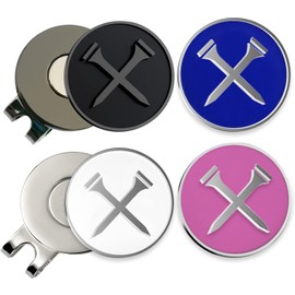 Adhere Golf Ball Markers 2pcs Personlized Logo Enamel with A Strong Magnetic Hat Clips, A Premium Golf Gifts for Men Women Kids,Including 4pcs Ball Markers + 2pcs hat Clip (Style C)