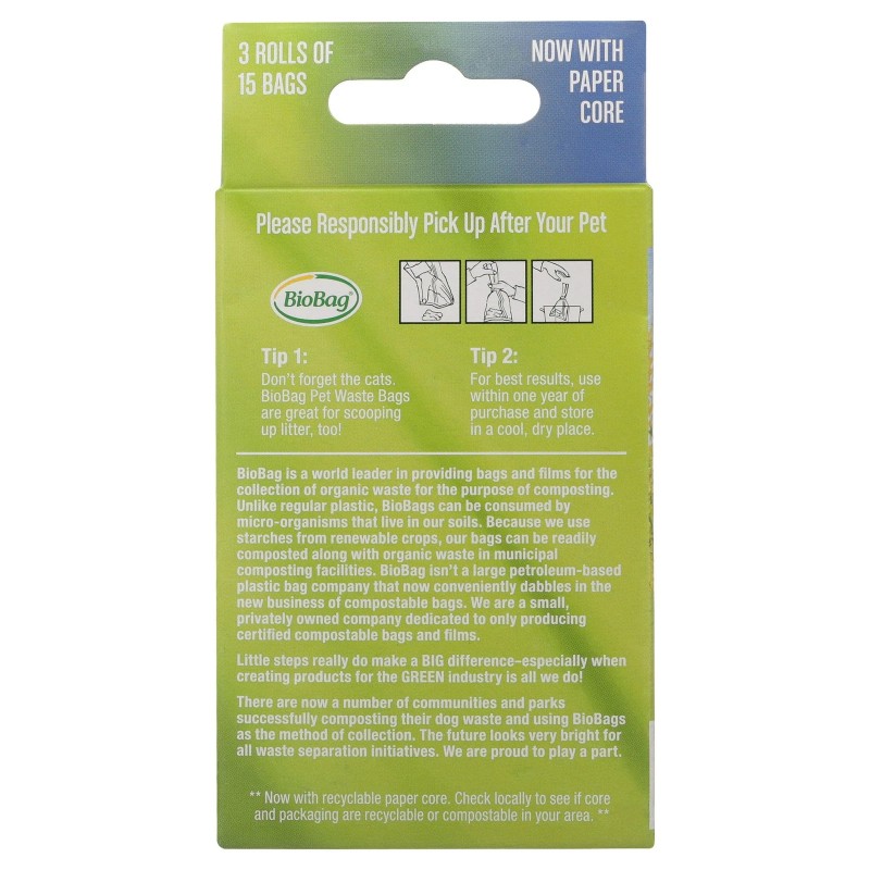 BioBag Dog / Pet Waste Bags on a Roll, 45