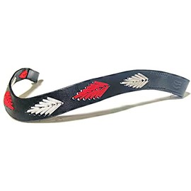 Equipride Argentina Polo Browband for bridles Embroidered Gaucho Leaf Red/White (Brown leather, Pony (14"))