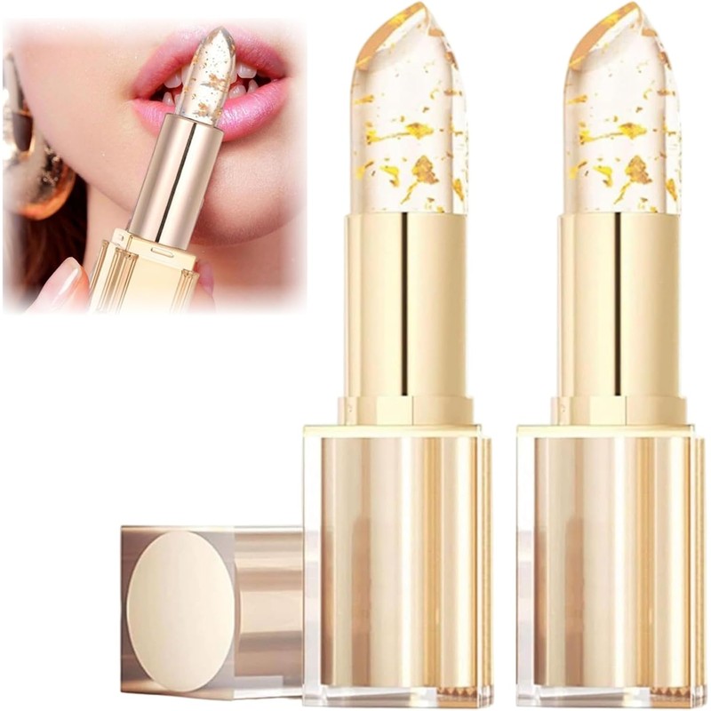 2 barras de labios transparentes que cambian de color, brillo