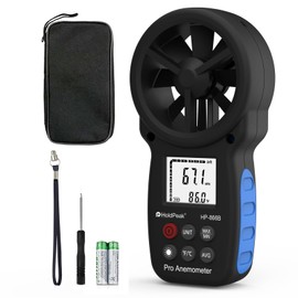 HOLDPEAK Wind Speed Gauge Meter, Digital Anemometer Handheld Portable, Temperature Air Velocity Wind Chill Backlight Measuring Device for Shooting Drone Flying Golf, HP-866B