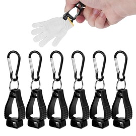 Pack of 6 Gloves Holder, Glove Clips Holder, Work Glove Grabber Clip, Safety Work Clips, Glove Holder Belt, Multifunctional Portable Glove Clips, for Helmets, Gloves (Black)