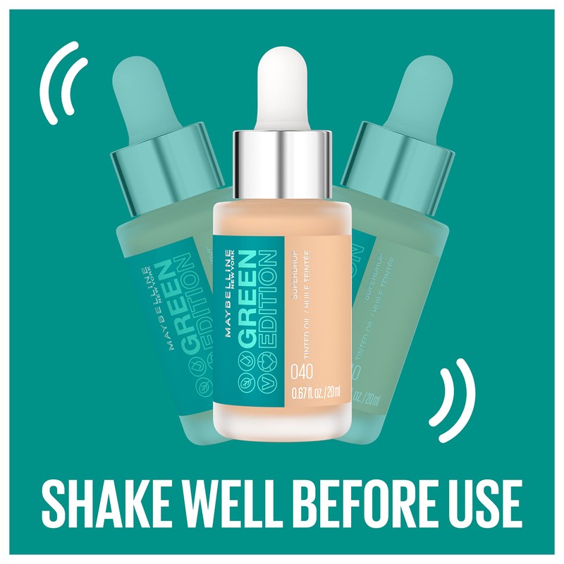 Maybelline Green Edition Superdrop Tinted Oil Base Makeup, Adjustable Natural
