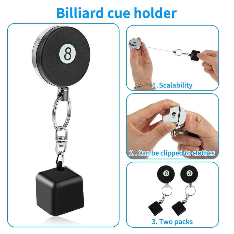 ieron Thin Pool Cue Chalk Holder Retractable Snooker Chalk Bag