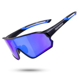 Rockbros Polarized Sunglasses Sports Sunglasses Bicycle Ultralight UV400 Eyewear Polarized Lenses Unisex Fishing Baseball Running Golf, blue (black)
