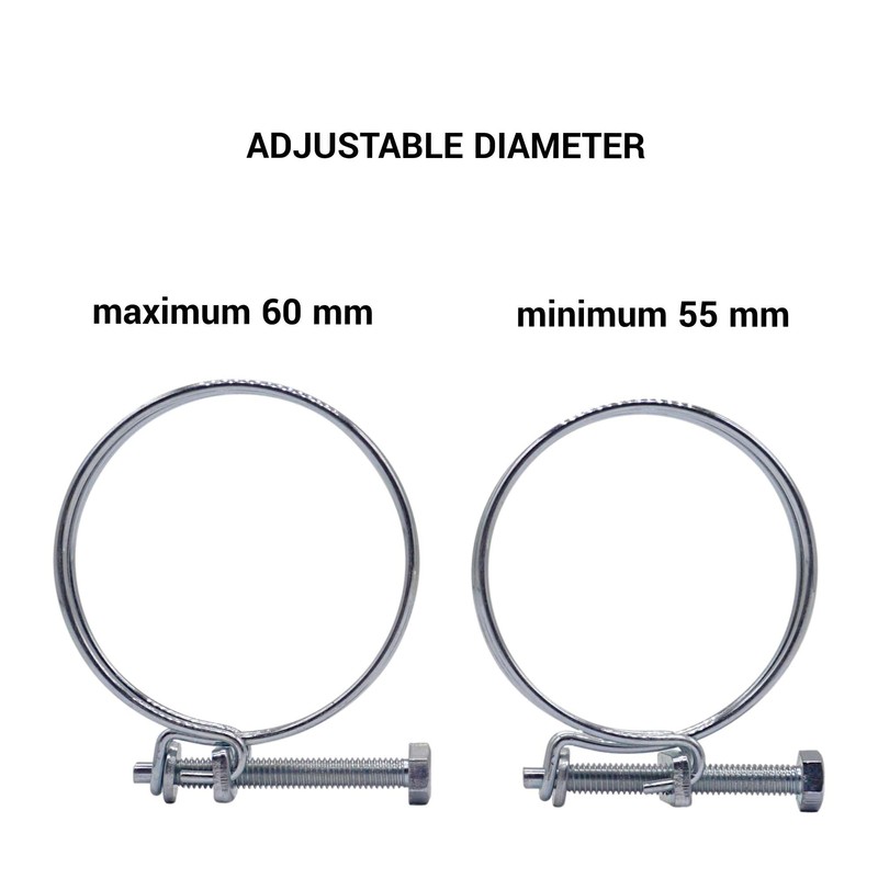 SKIR'CO (2 pcs) Adjustable Double Wire Hose Clamps 55-60 mm,