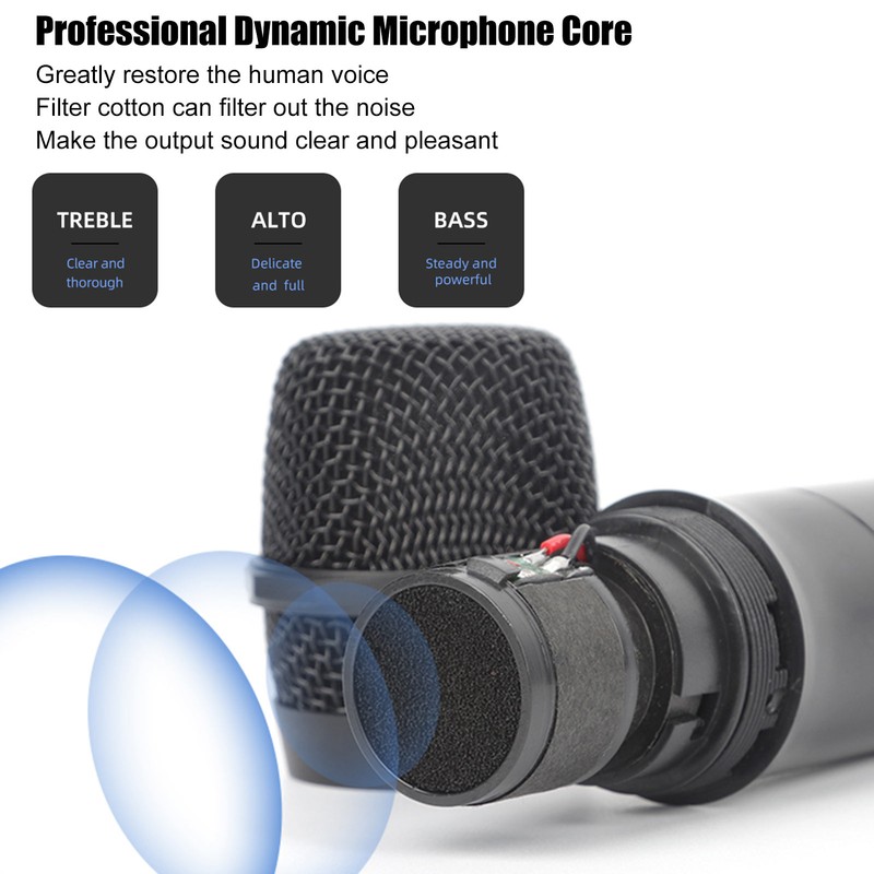 UHF Wireless Microphone 131ft Range Noise Reduction Handheld Dynamic Mic