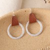 Women Pu Leather Geometric Irregular Round Earring Square Dangle Drop
