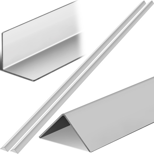 Blulu 2 Pcs Stainless Steel Corner Guards 1 x 1 x 72 Inches Metal Wall Corner Protector with 90 Degree Angle Corner Guards Corner Protectors for Walls Protection and Decoration, Silver