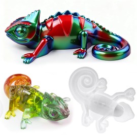 Large Chameleon Resin Mold Silicone, 3D Animal Epoxy Resin Molds Lifelike Deep Lizard Silicone Mold for Resin Casting DIY Crafts Christmas Home Decoration Office Desktop Cabinets Decor