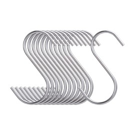 Naler 12Pcs S Hooks for Hanging Stainless Steel Christmas Tree Decorations for Kitchen, Office, Bathroom, Drying, Butchering, Smoking, BBQ, Grilling