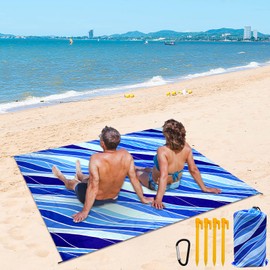 XiLayNeen Große Stranddecke Sandfrei 210 x 200 cm für 4-6 Erwachsene,Strandmatte Faltbar,Picknickdecke Wasserdicht,Sanddicht,XXL Strandtuch Sandfrei für Strand,Camping,Camping,Picknick