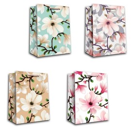 Bagland Set of 4 Medium Floral Gift Bags 18cm x 23cm x 10cm