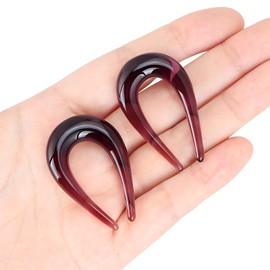 YOFANST 2pcs U-Shape Glass Tapers Purple Handmade Hanger Earrings Piercing Gauges 0G