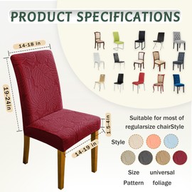 Oloepfo Chair Covers for Dining Room Chair Covers Set of 6 Stretch Spandex Kitchen Chair Protector Slipcover Removable Washable Dining Chair Covers for Home, Party, Ceremony, Banquet (Burgundy)