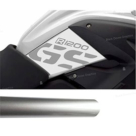 2 Stickers Compatible with Motorcycle R 1200 GS 2008-2012 White Tank (Silver)
