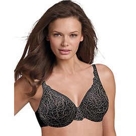Playtex Women's Secrets Feel Gorgeous Lace-Embroidery Underwire Bra, Black with Golden Cocoa, 36C