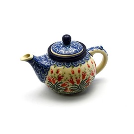 Polish Pottery Teapot - 14 oz. - Crimson Bells