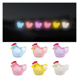 smilfuy 6PCS Mini Chicken Car Dashboard Decoration, Mini Resin Animals Set, Cute Car Interior Decoration Accessories, Chicken Figurine Decor, Car Rear View Mirror Accessories for Men and Women