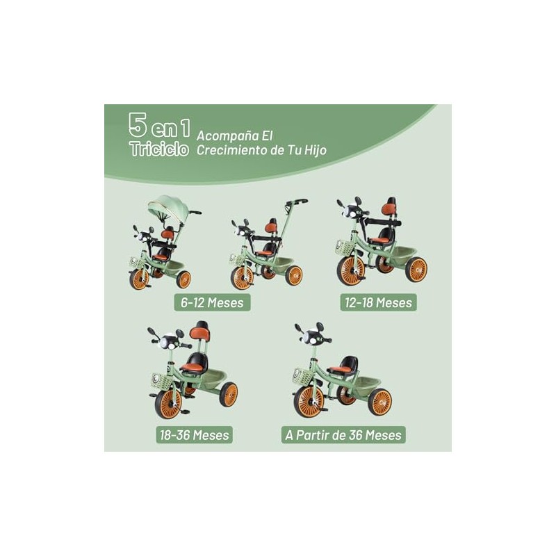 Triciclo para Niños, Triciclo de Equilibrio Multifuncional 5 en 1