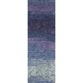 Wollbiene Crazy Cotton Batik, 100 g with Colour Gradient, 55% Cotton, Multicoloured Knitting Wool, Crochet Wool, Wool, All-Year Wool (3299 Purple, Berry, Grey)