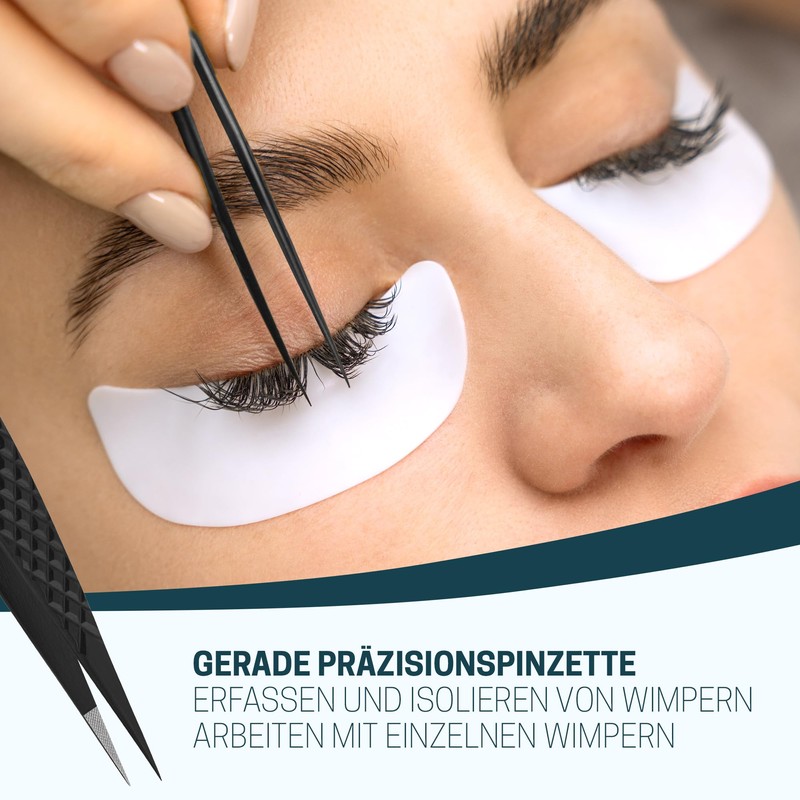 KLINGENHELD Precise Eyelash Tweezers Set – Extra Fine Fibre Tips
