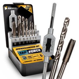 Metric Tap Set M3 - M12, 15 Pieces, HSS-G/Tap Wrench/Anvil Tap Force/Thread Cutting Set, Thread Cutting Set, Tap Set / M3 & M4 & M5 & M6 & M8 & M10 & M12
