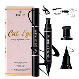 KIMUSE Winged Eyeliner Stamp-2 Eyeliner Pens for Perfect Wing Cat Eye Stamp Eyeliner Waterproof Smudge Proof, Long Lasting Makeup Liquid Eye Liner (BLACK)