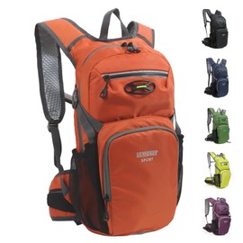 Lemuvlt Small Hiking Daypack Rucking Backpack 15L,Lightweight & Durable -Ideal Backpack for Skiing, Skating, Snowboarding,Hiking, Running, MTB Cycling (Orange)