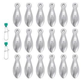 18PCS Fishing Weights Bank Sinkers Kit – 3oz Lead Sinkers with 2 Sinker Slides, Tangle-Free Saltwater & Freshwater Bullet Weights for Ocean, Pier, River Fishing – No Rolling, Line-Friendly Design