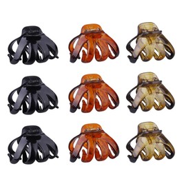 Lurrose 9 Pieces Small Hair Claw Clip Octopus Shiad Hair Barrettes Mini Jaw Clips Hair Banana Barrettes Hair Pin for Women Girls Hair Accessories Colourful