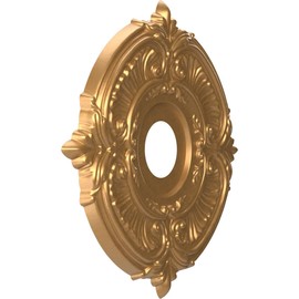 Ekena Millwork CMP16ATBGL Attica Thermoformed PVC Ceiling Medallion (Fits Canopies up to 5 5/8"), 16"OD x 3 1/2"ID x 1"P, Bright Coat Gold