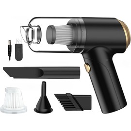 YaeTOP Aspiradora para Auto,12000 PA,Mini Aspiradora de Mano 3 en 1,Aspiradora Inalambrica,Máquina portátil de succión y soplado para Limpieza de automóviles, oficinas y hogar (Oro)