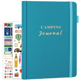 5 MINUTES A DAY Camping Journal and RV Travel Log Book, A5 Outdoor Camp & Adventure Book for 25 Campsites, Hiking Journal, Family Travel Books Camper Essentials Camping Gifts for Women-Turquoise