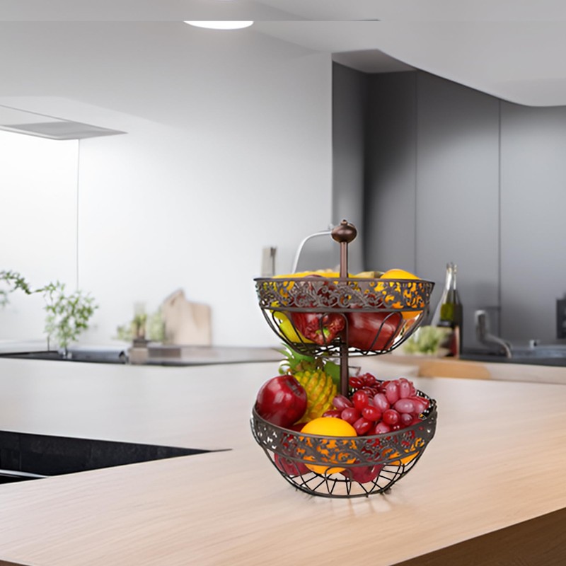 ROSYLINE 2 tier fruit basket, fruit bowl, multi-purpose kitchen and