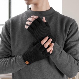 LADES Fingerless Gloves Thermal Winter Gloves Warm Knitted Half Finger Gloves Mittens for Men Typing Driving Working